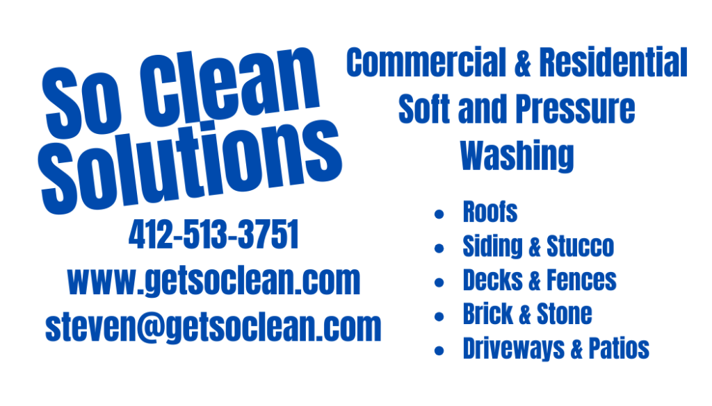 A business card containing contact information for So Clean Solutions.